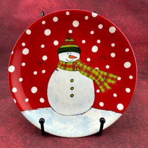 BIA CORDON BLEU SNOWMAN CHRISTMAS SET OF 4 PORCELAIN PLATES